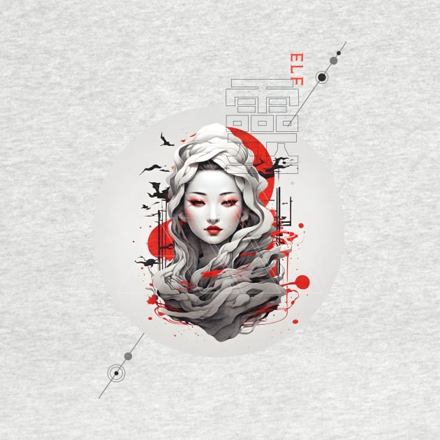 Elf AI east japan china ink design by OMGSTee